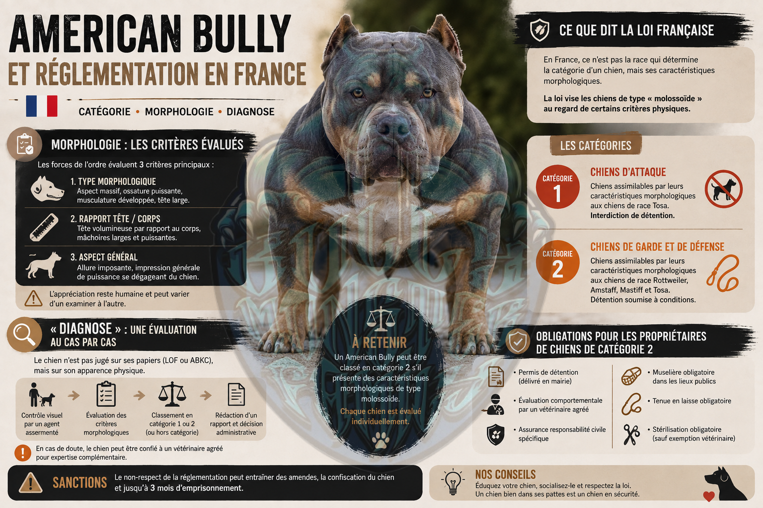 American Bully et réglementation en France : catégorie, morphologie et « diagnose »